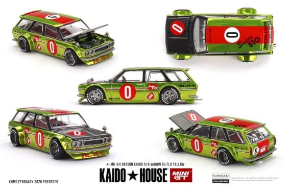 MINI GT No.164 Datsun KAIDO 510 Wagon OG Flo Yellow KHMG164
