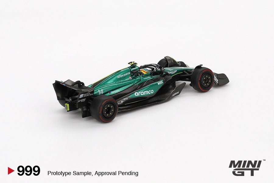 MINI GT No.999 Aston Martin AMR24 #14 Fernando Alonso 2024 F1 2024 Bahrain GP MGT00999