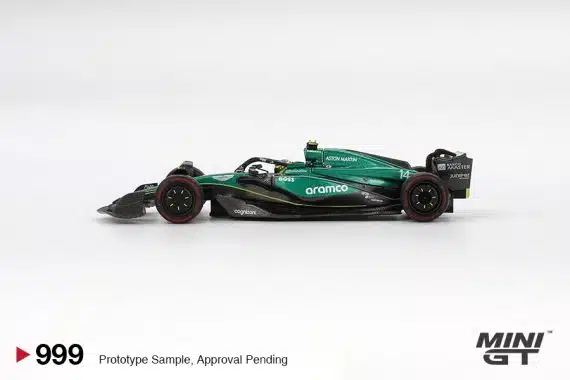 MINI GT No.999 Aston Martin AMR24 #14 Fernando Alonso 2024 F1 2024 Bahrain GP MGT00999