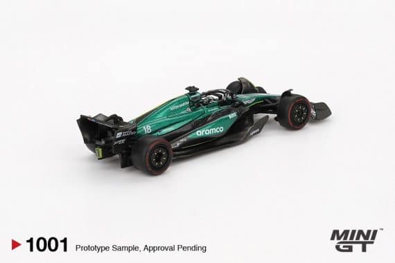 MINI GT No.1001 Aston Martin AMR24 #18 Lance Stroll 2024 F1 2024 Bahrain GP MGT01001