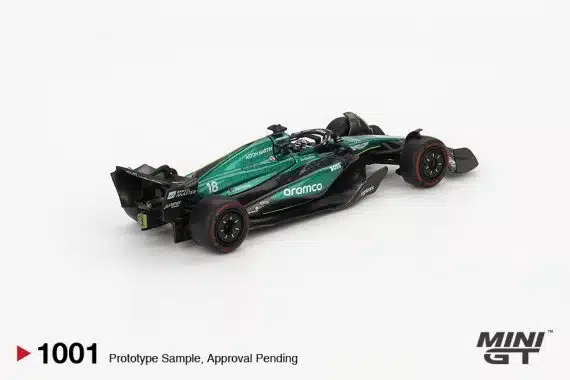 MINI GT No.1001 Aston Martin AMR24 #18 Lance Stroll 2024 F1 2024 Bahrain GP MGT01001