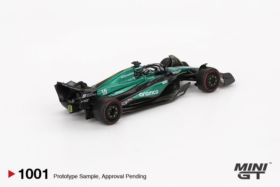 MINI GT No.1001 Aston Martin AMR24 #18 Lance Stroll 2024 F1 2024 Bahrain GP MGT01001