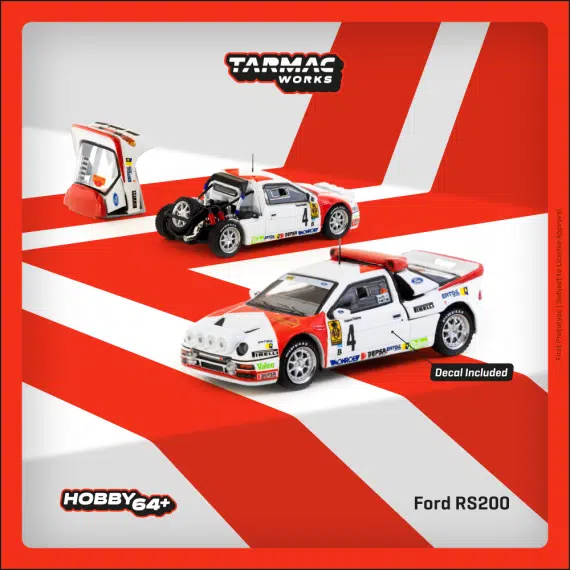 Tarmac Works 1:64 HOBBY64+ Ford RS200 Rallye Catalunya 1986 T64P-001-86RC04