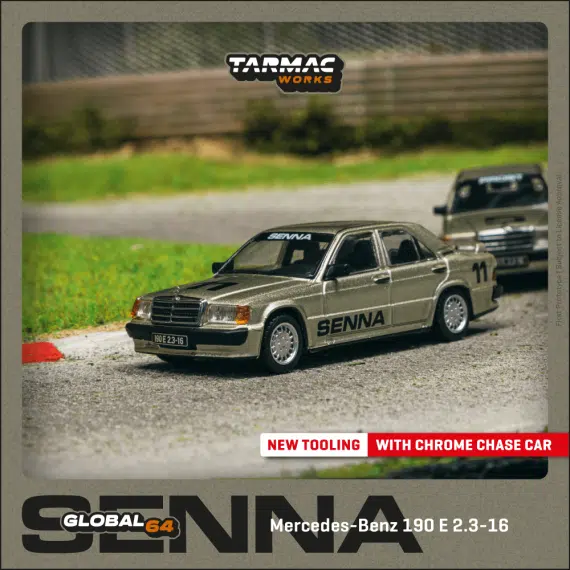 Tarmac Works 1:64 GLOBAL64 Mercedes-Benz 190 E 2.3-16 Race of Champion 1984 Ayrton Senna T64G-047-84ROC11