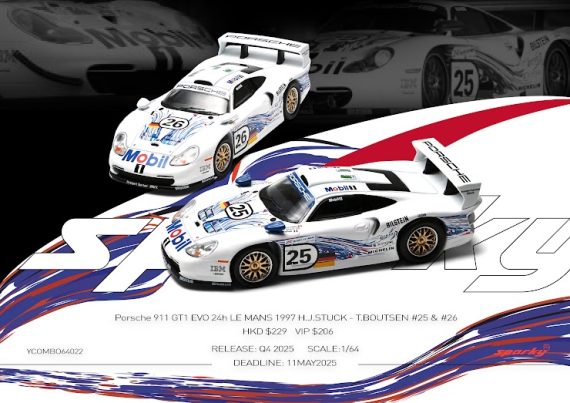 Sparky X Tiny 1/64 Porsche 911 GT1 EVO 24h LE MANS 1997 H.J.STUCK - T.BOUTSEN #25 & #26