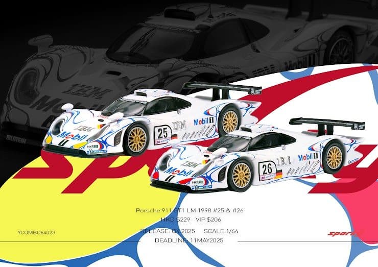 Sparky X Tiny 1/64 Porsche 911 GT1 LM 1998 #25 & #26 (Tiny Exclusive)