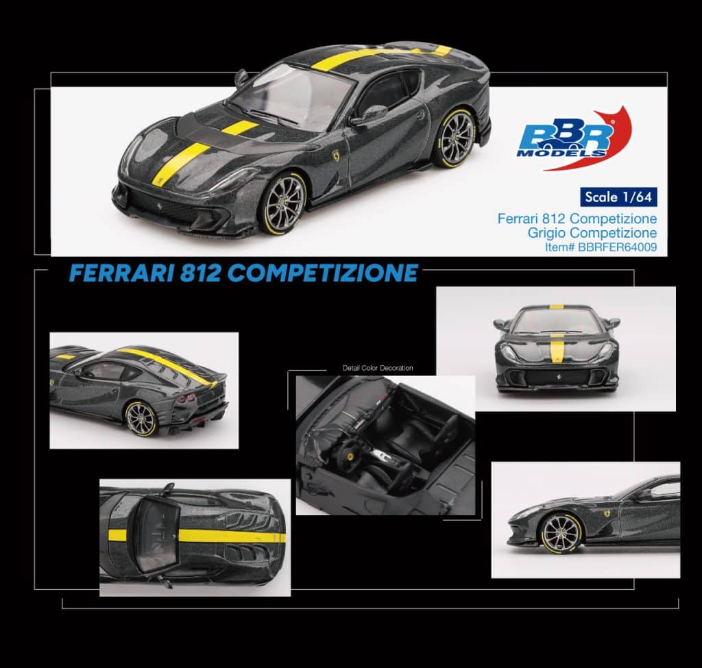 BBR Models 1:64 Ferrari 812 Competizione Grigio Competizione BBRFER64009
