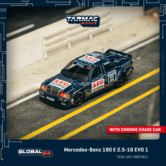 Tarmac Works 1:64 GLOBAL64 Mercedes-Benz 190 E 2.5-16 EVO 1 DTM 1989 Dany Snobeck T64G-057-89DTM11
