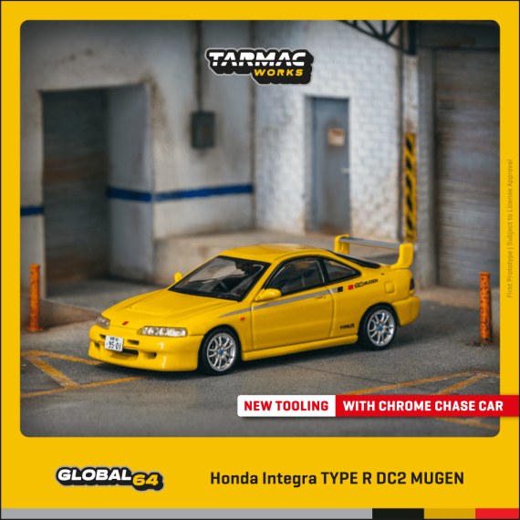 Tarmac Works 1:64 GLOBAL64 Honda Integra TYPE R DC2 MUGEN Sunlight Yellow T64G-TL059-YL