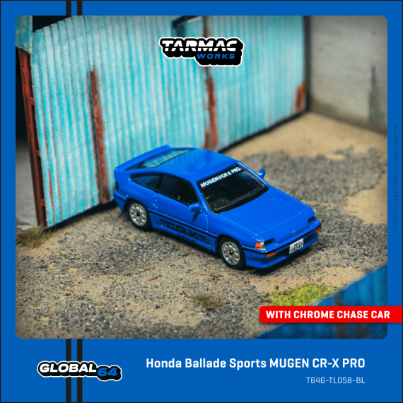Tarmac Works 1:64 GLOBAL64 HONDA Ballade Sports MUGEN CR-X PRO Blue T64G-TL058-BL