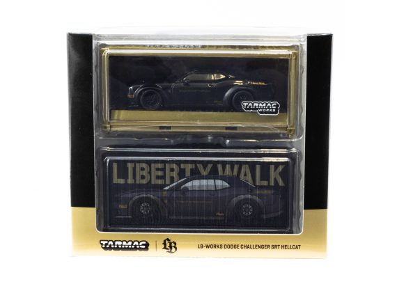 Tarmac Works 1:64 GLOBAL64 LB-WORKS Dodge Challenger SRT Hellcat Black Metallic with 2 containers T64G-TL039-BK