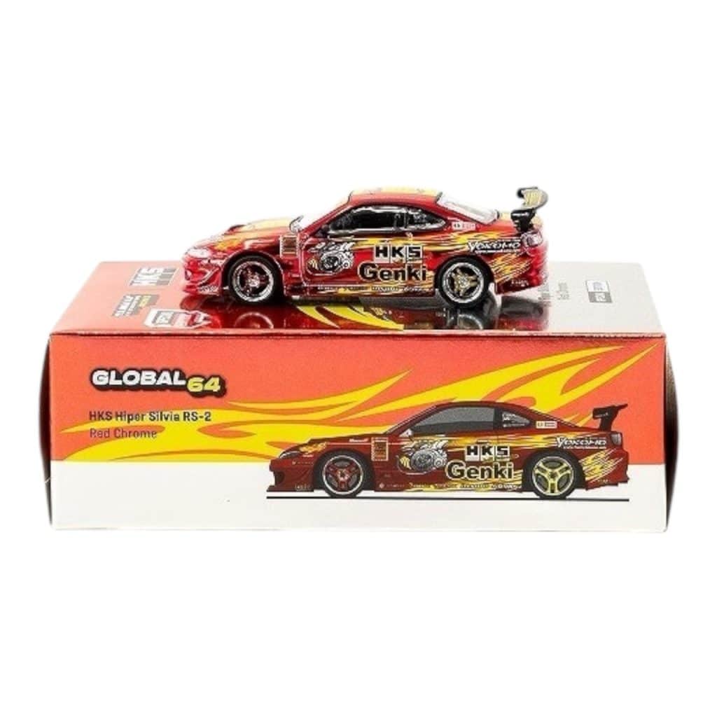Tarmac Works 1:64 Special Edition Vertex Nissan HKS Hiper Silvia RS-2 Red Chrome T64G-023-HKSRC