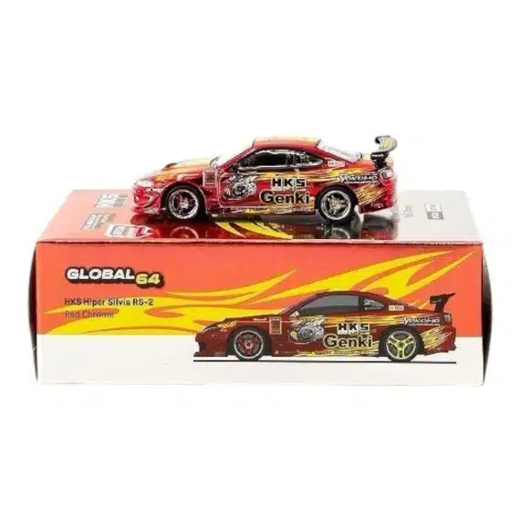 Tarmac Works 1:64 Special Edition Vertex Nissan HKS Hiper Silvia RS-2 Red Chrome T64G-023-HKSRC
