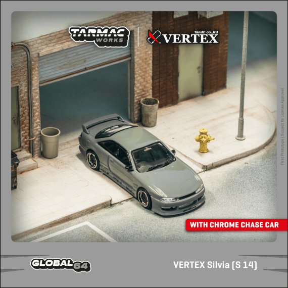 Tarmac Works 1:64 GLOBAL64 VERTEX Silvia (S 14) Grey T64G-018-GY