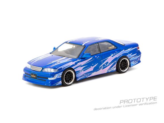 Tarmac Works 1:64 GLOBAL64 VERTEX Toyota Mark II JZX100 Blue Metallic T64G-024-BL