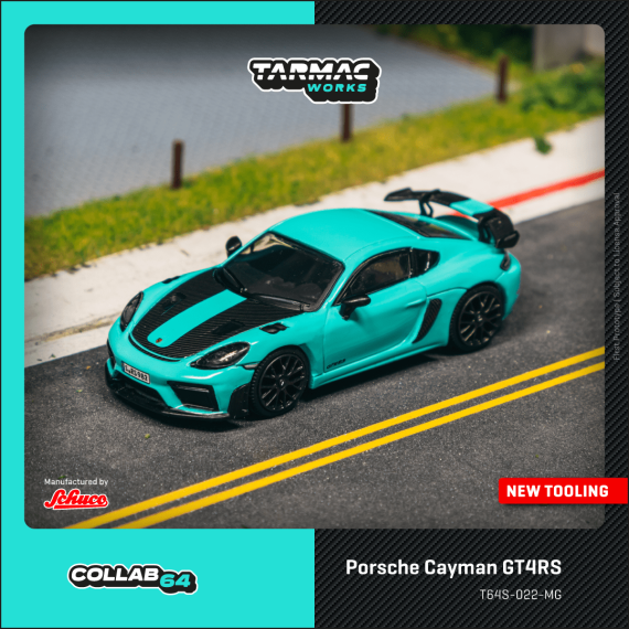 Tarmac Works 1:64 COLLAB64 Porsche Cayman GT4RS Mint Green T64S-022-MG