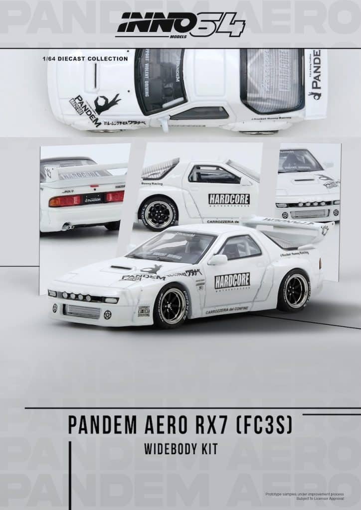 INNO64 1:64 MAZDA RX7 (FC3S) "PANDEM AERO" Widebody Kit IN64-RX7FCP-WHI1