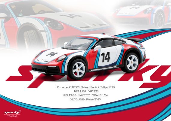 Sparky X Tiny 1/64 Porsche 911(992) Dakar Martini Rallye 1978（Tiny Exclusive ）YO64049