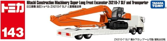 Takara Tomy Tomica Long No.143 Hitachi Construction Machinery Hydraulic Excavator ZX210-7 SLF