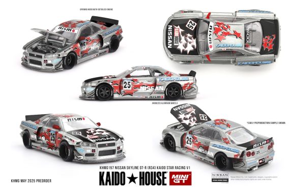 MINI GT No.197 Kaido House Nissan Skyline GT-R (R34) Kaido Star Racing V1 KHMG197