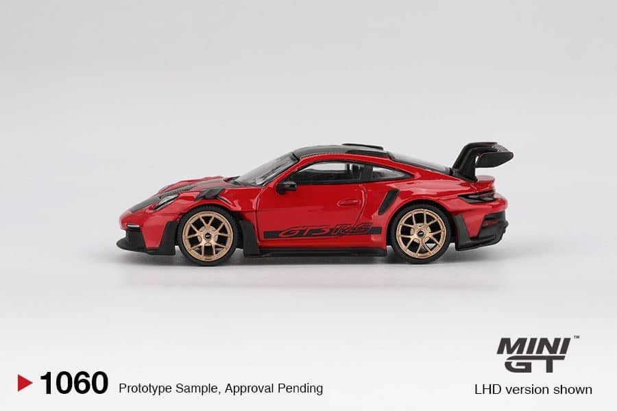 MINI GT No.1060 Porsche 911 (992) GT3 RS Weissach Package Guards Red MGT01060