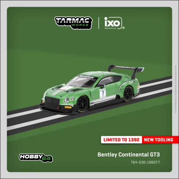 Tarmac Works 1:64 HOBBY64 Bentley Continental GT3 Blancpain GT Series 2018 Testing Livery T64-030-18BGT7