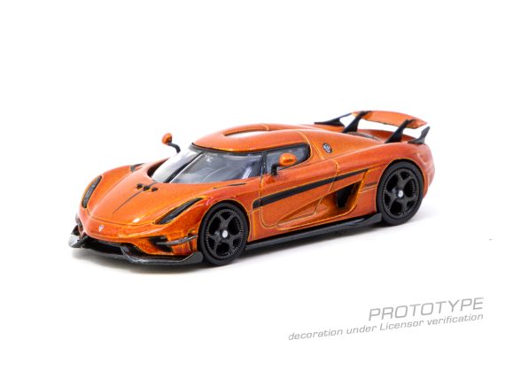Tarmac Works 1:64 GLOBAL64 Koenigsegg Regera Orange Metallic / Black Stripes T64G-TL017-OR