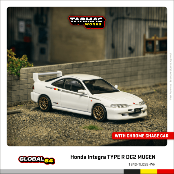 Tarmac Works 1:64 GLOBAL64 Honda Integra TYPE R DC2 MUGEN Championship White T64G-TL059-WH