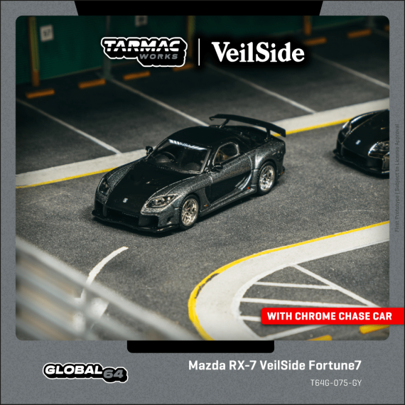 Tarmac Works 1:64 GLOBAL64 Mazda RX-7 VeilSide Fortune7 Grey metallic / Black T64G-075-GY