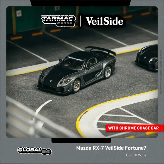 Tarmac Works 1:64 GLOBAL64 Mazda RX-7 VeilSide Fortune7 Grey metallic / Black T64G-075-GY