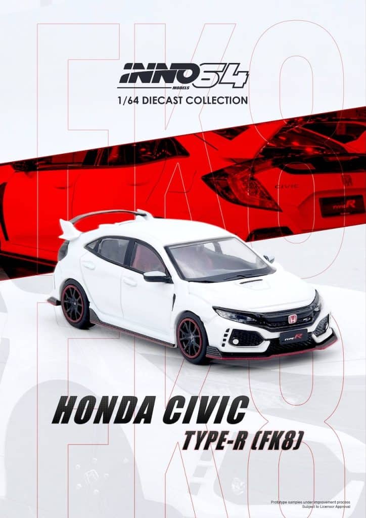 INNO64 1:64 HONDA CIVIC TYPR-R (FK8) White IN64-FK8-WHI