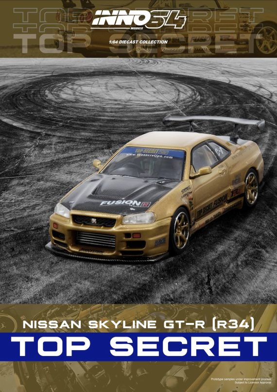 INNO64 1:64 TOP SECRET R34 GT-R Gold IN64-R34TS-GOLD
