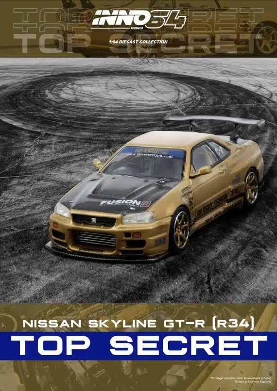 INNO64 1:64 TOP SECRET R34 GT-R Gold IN64-R34TS-GOLD