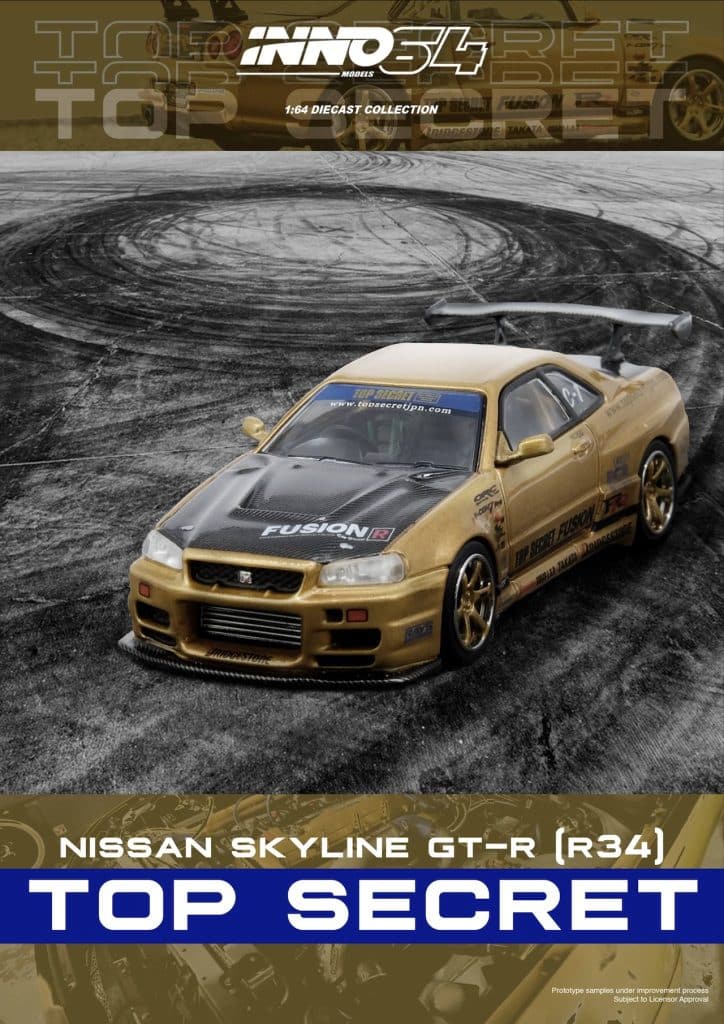 INNO64 1:64 TOP SECRET R34 GT-R Gold IN64-R34TS-GOLD