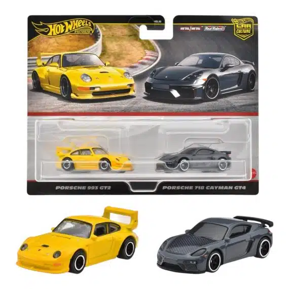 Hot Wheels Premium Car Culture 2 Pack Porsche 993 GT2/ Porsche 718 Cayman GT4 HRR82