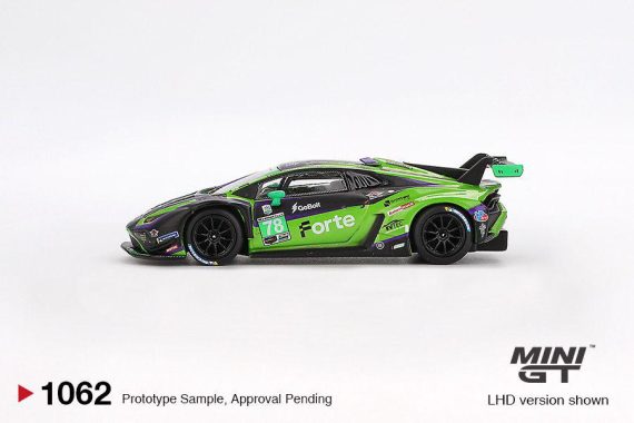 MINI GT No.1062 Lamborghini Huracán GT3 EVO2 #78 Forte Racing 2024 IMSA Daytona 24 Hrs MGT01062