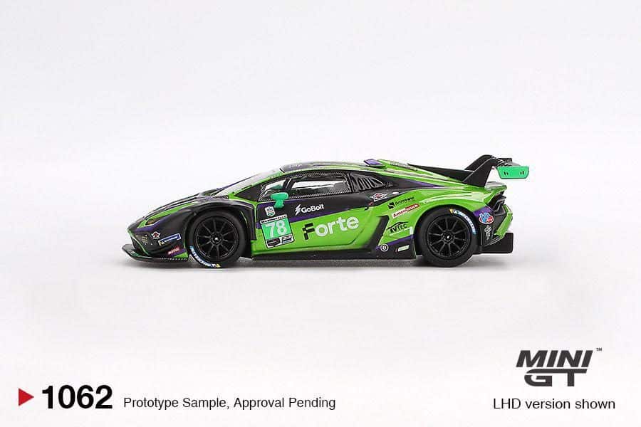 MINI GT No.1062 Lamborghini Huracán GT3 EVO2 #78 Forte Racing 2024 IMSA Daytona 24 Hrs MGT01062