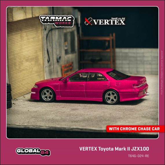 Tarmac Works 1:64 GLOBAL64 VERTEX Toyota Mark II JZX100 Red Metallic T64G-024-RE