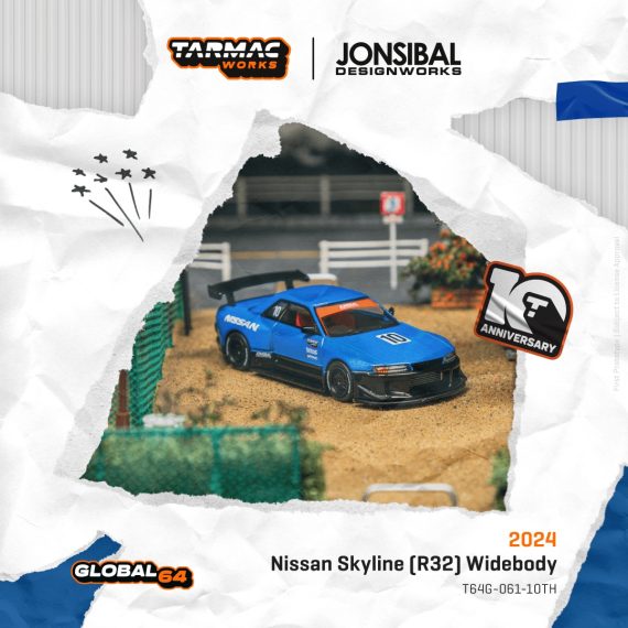 Tarmac Works 1:64 GLOBAL64 Nissan Skyline (R32) Widebody - Designed by Jon Sibal Tarmac Works 10th Anniversary T64G-061-10TH
